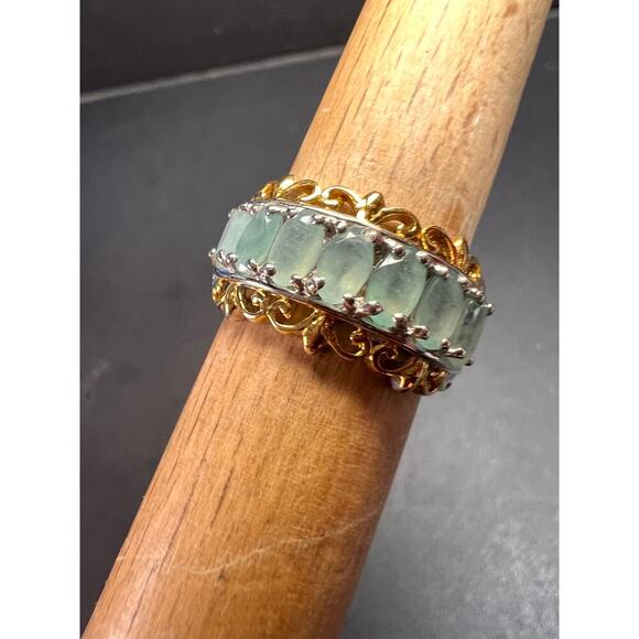 Grandidierite 7 stone two toned sterling silver ring size 5 - Picture 9 of 16